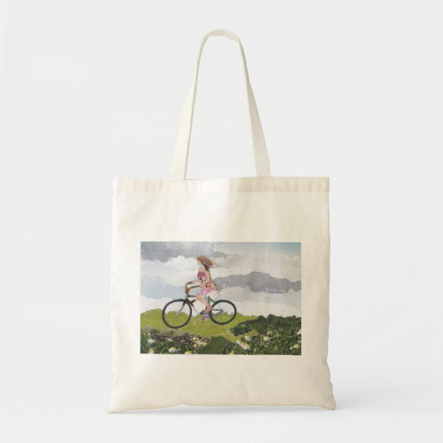 Bolsa Tote Menina na sacola da bicicleta (Frente)