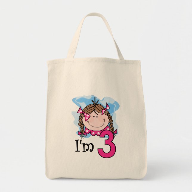 Bolsa Tote Menina triguenha eu sou três (Frente)
