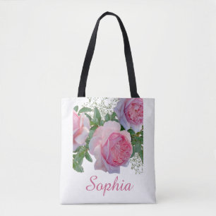 Bolsa Tote Meninas Caprichosas Cores Arco-Íris Cartoon Nome C