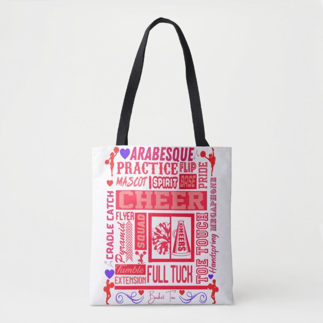 Bolsa Tote Meninas Cheerhead Typografia em Vermelho (Frente)