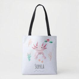 Bolsa Tote Meninas Cute e Moderno Rosa Axolotl e Crianças de 