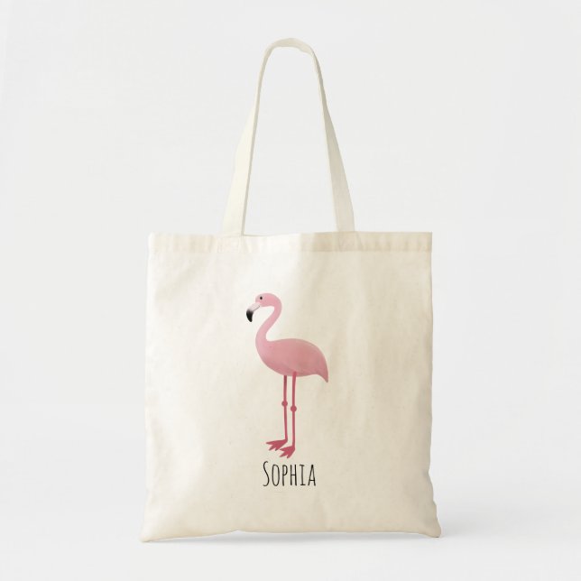 Bolsa Tote Meninas Cute Pink Tropical Flamingo Kids (Frente)