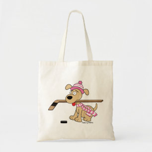 Bolsa Tote Meninas de Cão de Hóquei Rosa Meninas de Hóquei