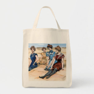 Bolsa Tote Meninas de Gibson na praia, 1900