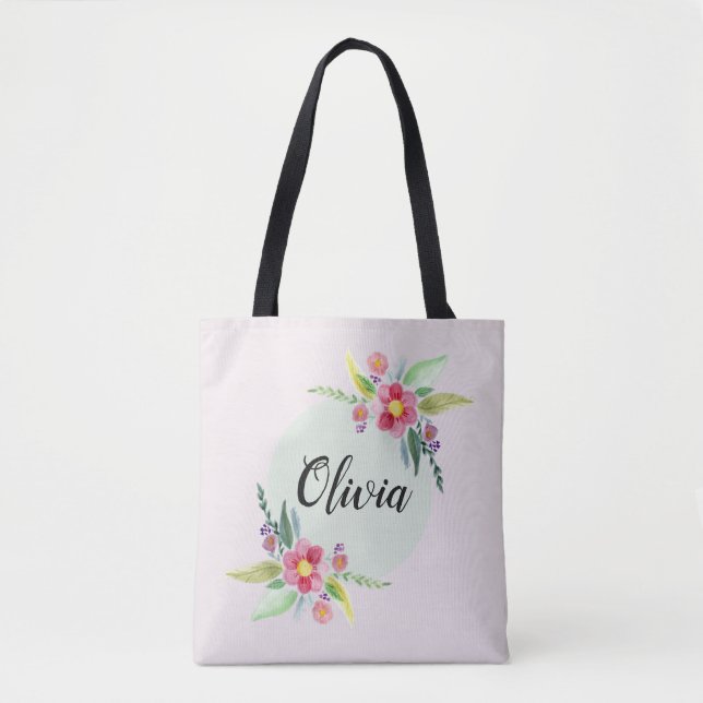 Bolsa Tote Meninas Flores Botânicas de Primavera Bonito e Fil (Frente)