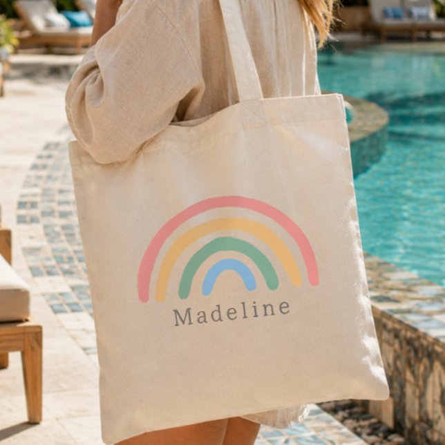 Bolsa Tote Meninas Fofo Rosa Pastel Arco-Íris Crianças (Criador carregado)