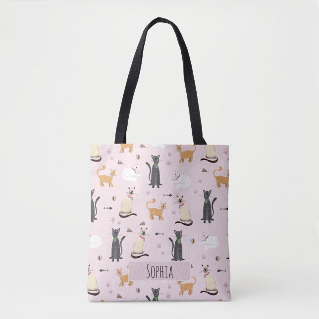 Bolsa Tote Meninas Gatinhos Gatinhos e Filhos (Frente)