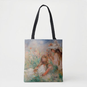 Bolsa Tote Meninas na Grama Arranjando um Buquê por Renoir