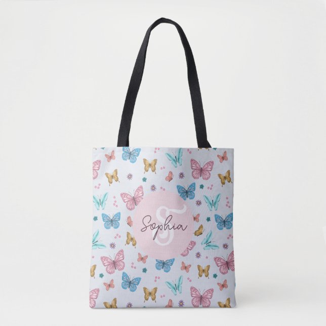 Bolsa Tote Meninas Pink Butterfly Monograma Kids Cuecas (Frente)