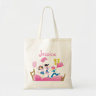 Bolsa Tote Meninas pulando no Bed Sleepover Party
