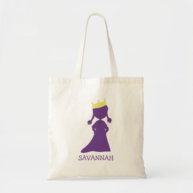Bolsa Tote Meninas roxas bonito da princesa Silhueta (Frente)