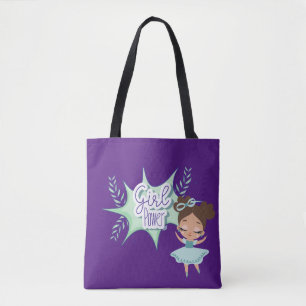 Bolsa Tote Menininha, menina verde e roxa