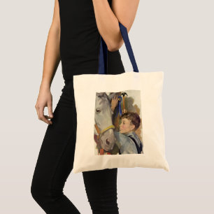 Bolsa Tote Menino Antigo com seu Cavalo Vencedor da Fita Azul