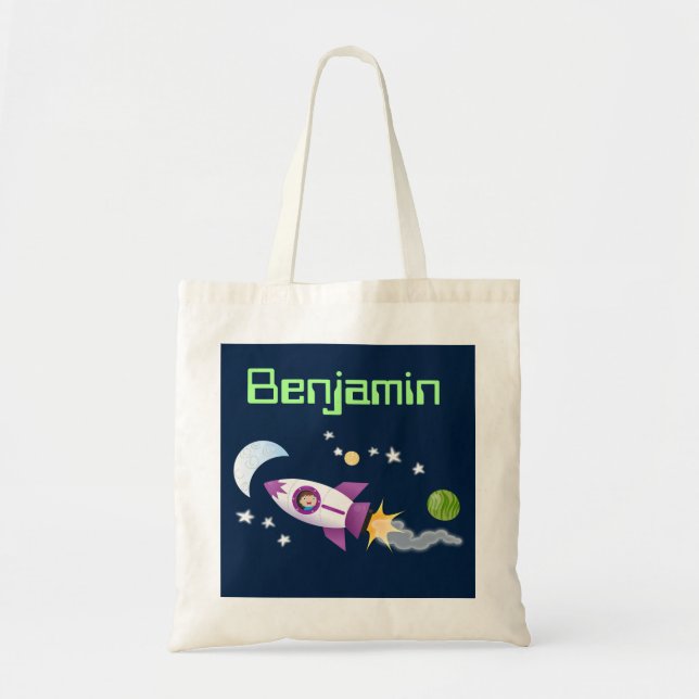 Bolsa Tote Menino bonito na ilustração de desenho animado de  (Frente)