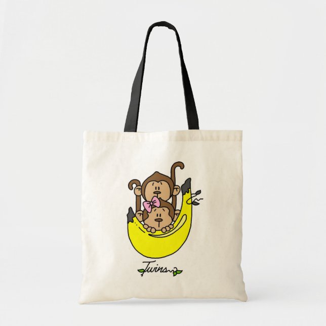 Bolsa Tote Menino do macaco e camiseta e presentes gêmeos da (Frente)