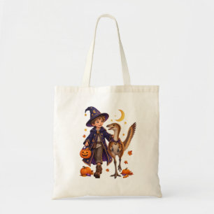 Bolsa Tote Menino Mago & Mononykus Halloween Doces ou Travess