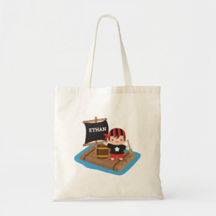 Bolsa Tote Menino Pirata Fofo Com Bandana, Nome das Crianças