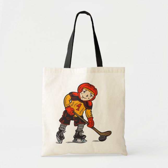 Bolsa Tote Menino que joga o hóquei (Frente)