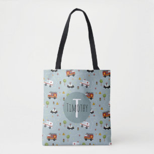 Bolsa Tote Meninos Cute Blue Transport Patterm Kids