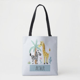 Bolsa Tote Meninos Cute Safari Animais Girafa e Filhos