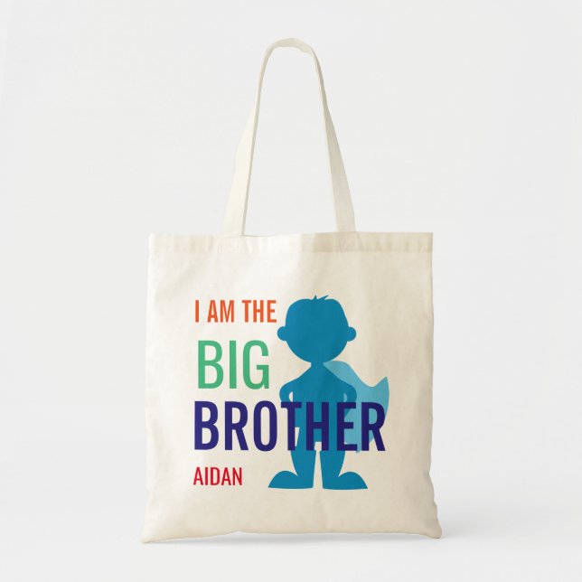 Bolsa Tote Meninos personalizados big brother da silhueta do (Frente)