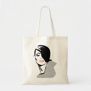 Bolsa Tote Menor e branca, retrato moderno minimalista da mul