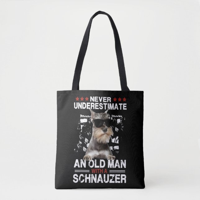 Bolsa Tote Mens Never Underestimate An Old Man With A Schnauz (Frente)