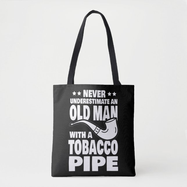 Bolsa Tote Mens Never Underestimate an Old Man with a Tobacco (Frente)