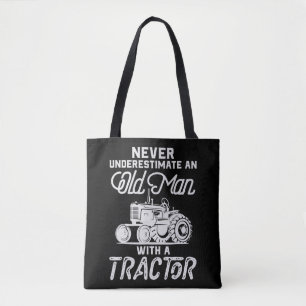 Bolsa Tote Mens Nunca Subestimam Um Velho Com Um Trator