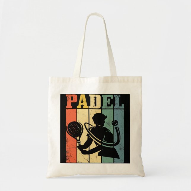 Bolsa Tote Mens Padel Racket Ball Retro Design Para Padel Ten (Frente)