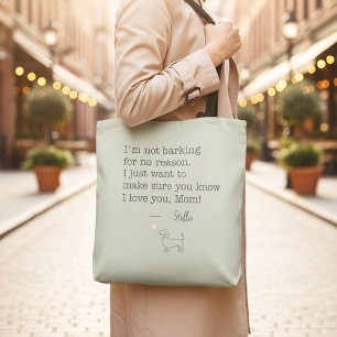 Bolsa Tote Mensagem de Amor Dachshund Personalizada Verde Sal
