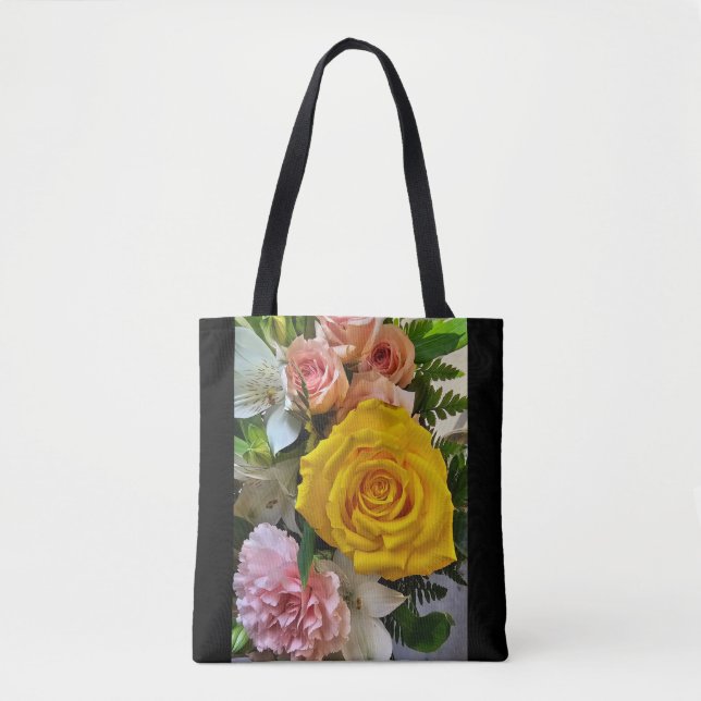 Bolsa Tote Mensagem de rosa amarela (Frente)