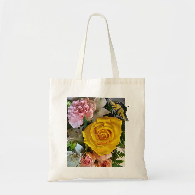 Bolsa Tote Mensagem de rosa amarela (Frente)