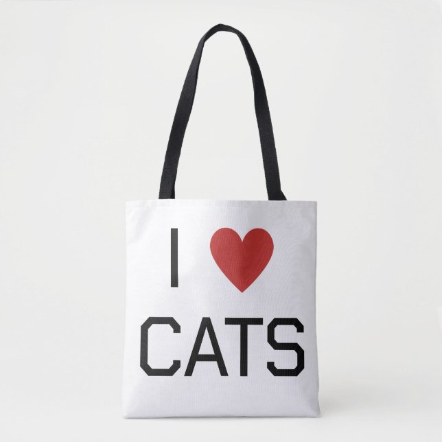 Bolsa Tote Mensagem I Heart Cats (Frente)