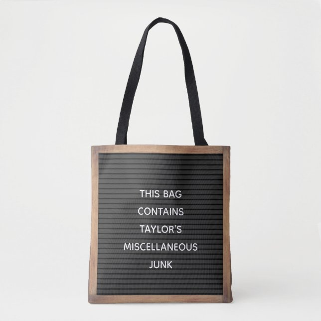Bolsa Tote Mensagem Personalizada de Sinal de Letterboard Pre (Frente)