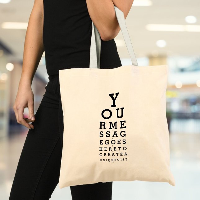 Bolsa Tote Mensagem Personalizada Teste de Vista Divertido Gr (Custom Message Fun Eye Sight Test Optician Chart Tote Bag)