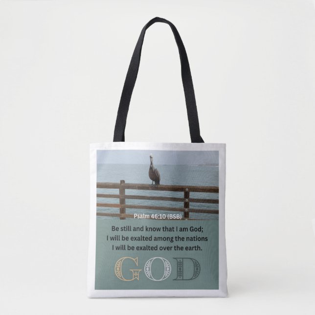 Bolsa Tote Mensagem Salm - Psalm 46-10 - Branco (Frente)