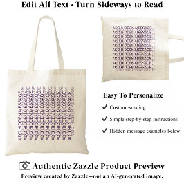 Bolsa Tote Mensagem Secreta Personalizada Tipografia Moderna