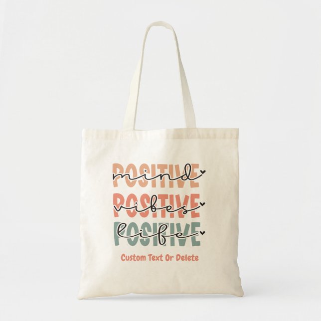Bolsa Tote Mente Positiva Viba a Cotação Inspiracional de Vid (Frente)