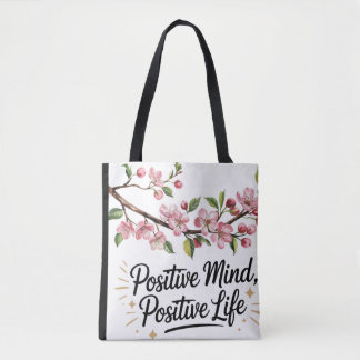 Bolsa Tote Mente Positiva, Vida Positiva - Flora Inspirativa