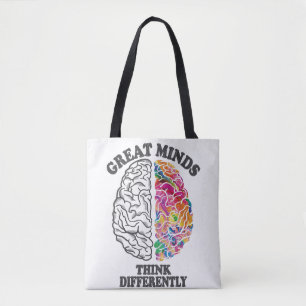 Bolsa Tote Mentes de excelente pensam diferente no cérebro