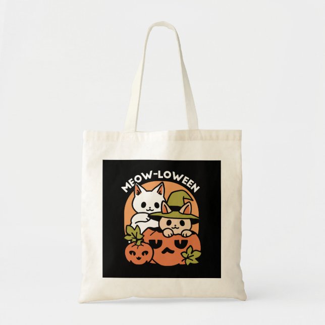 Bolsa Tote Meow-Loew - Festivo Halloween Design (Frente)