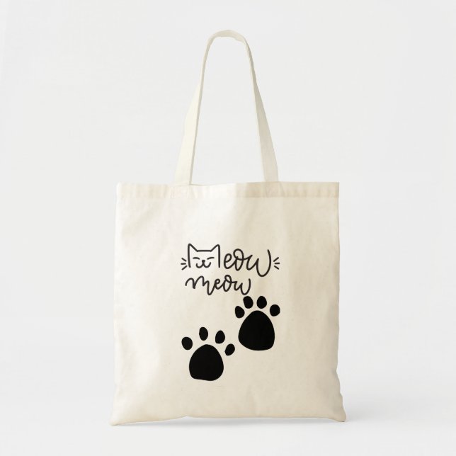 Bolsa Tote MEOW MEOW CAT LOVERS DESIGN #CatLady #FelineFashio (Frente)