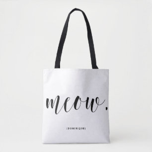 Bolsa Tote Meow moderna caligrafia Bolinhas personalizadas
