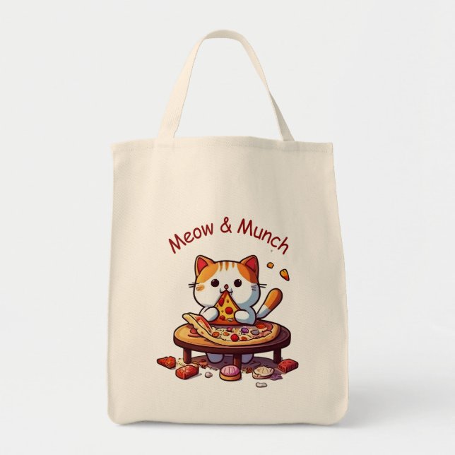 Bolsa Tote Meow & Munch Pizza Cat Tote Bag (Frente)