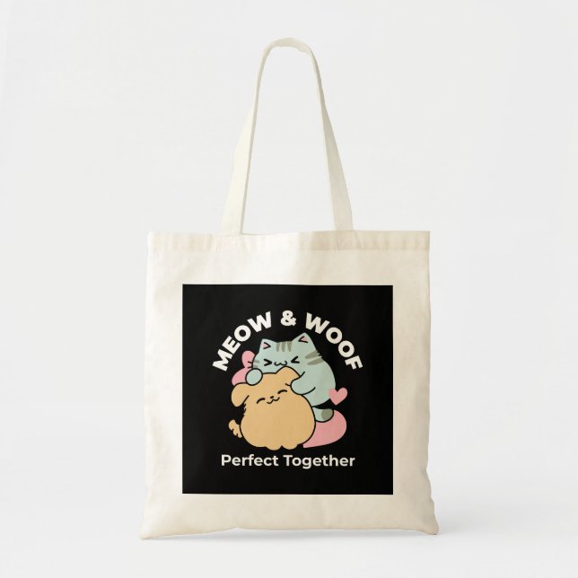 Bolsa Tote Meow & Woof Perfect Toga - Gato e Cachorro Bonitos (Frente)