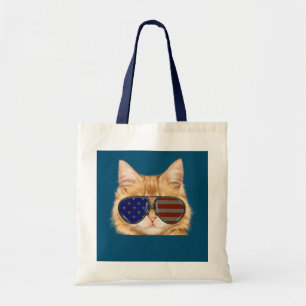 Bolsa Tote Meowica Gato Bandeira Americana 4 De Julho Merica