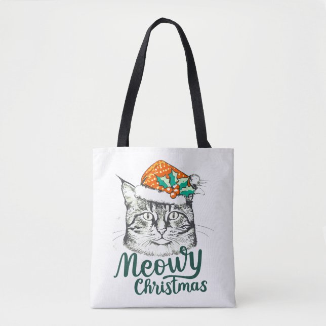 Bolsa Tote Meowy gatinho Natal (Frente)
