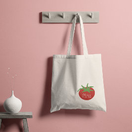 Bolsa Tote Mercado de Tomate Botânico Minimalista Personaliza