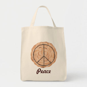 Bolsa Tote Merengue Peace Pie Tote Bags, Sinal de Paz de Choc